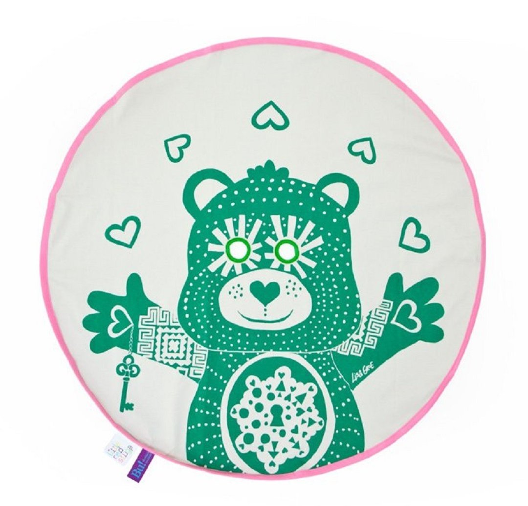 BU! BLANKIE躲猫猫有机棉毯–泰迪熊绿(粉边) - 婴儿床上用品 - 棉 绿色