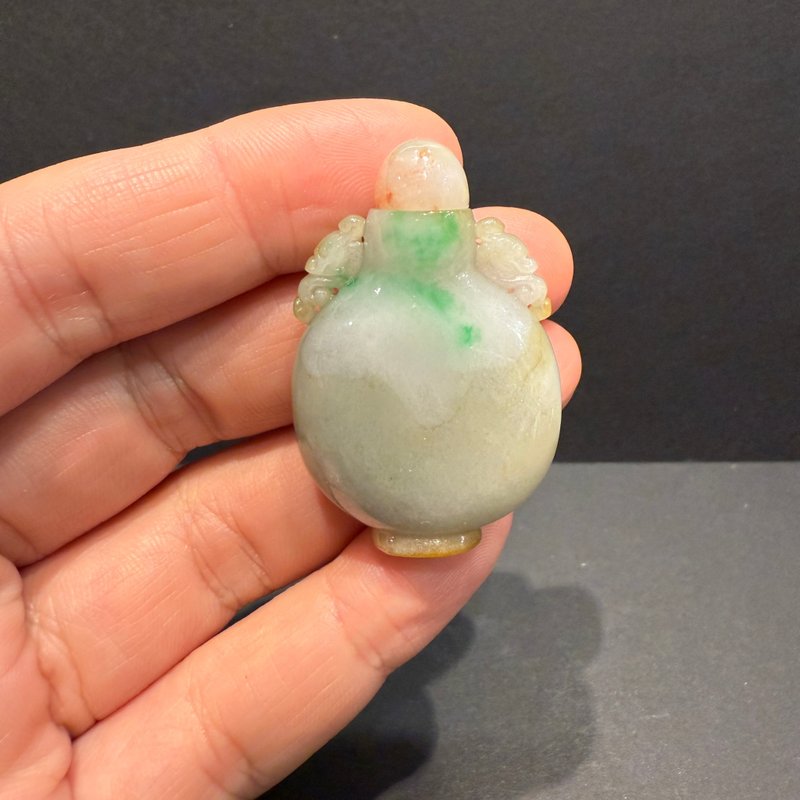 瀚玉珠宝 天然缅甸翡翠 三彩鼻烟壶 黄绿红三色 福禄寿 缅甸玉摆 - 其他 - 玉石 