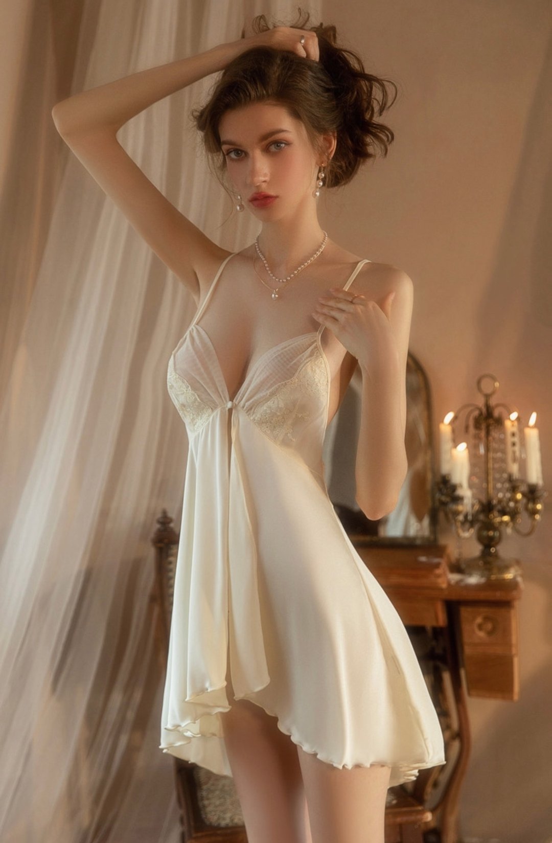 Sexy satin black and cream - 居家服/睡衣 - 其他材质 