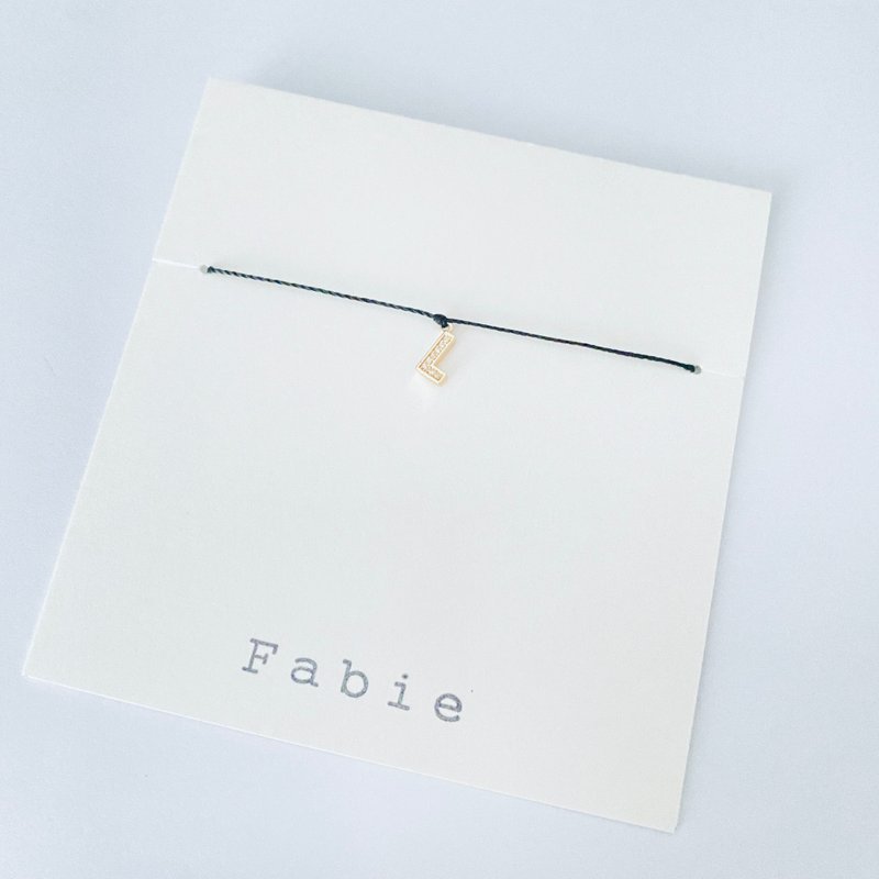 英文字母L 金色吊坠 幼细蚕丝蜡线手环 - 手链/手环 - 其他金属 金色