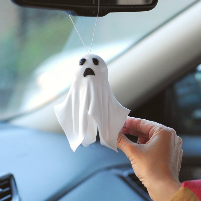Ghost figurine doll Car mirror Halloween decorations. Cute car decor accessories - 玩偶/公仔 - 防水材质 白色
