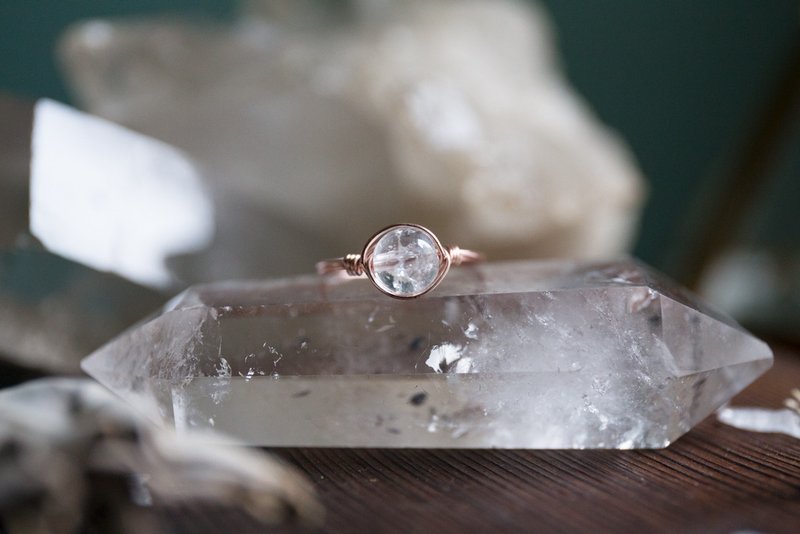 4月诞生石  6mm爆花白水晶线戒  各色入 - 戒指 - 宝石 白色