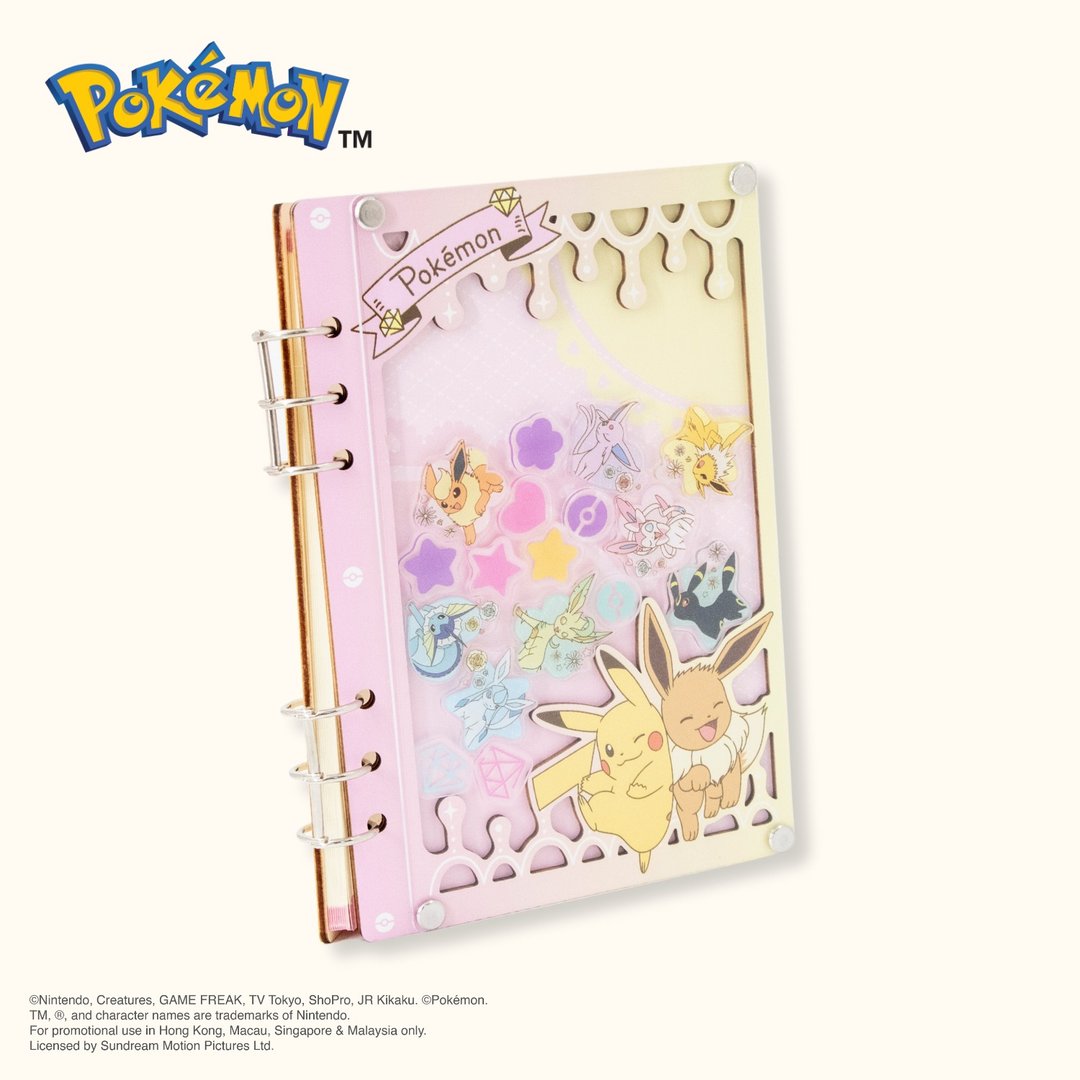 Pokémon摇摇乐笔记本 - Pikachu & 伊布 宝可梦 笔记本 - 笔记本/手帐 - 木头 粉红色