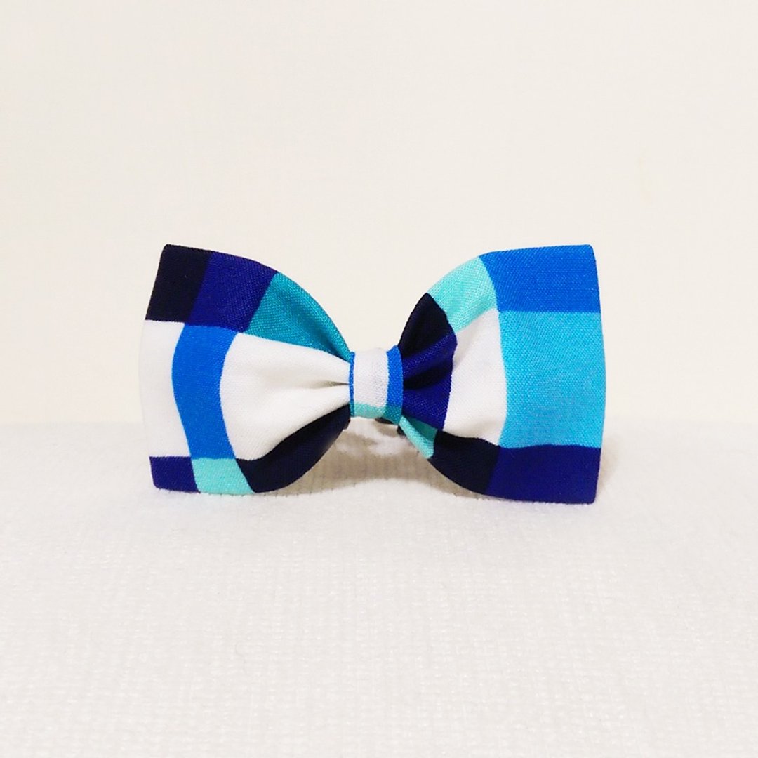 Ella Wang Design Bowtie 宠物 领结 蝴蝶结 猫 狗 蓝色 格纹 - 项圈/牵绳 - 棉 蓝色