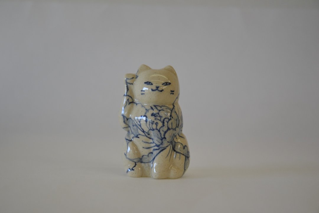 招财猫S牡丹 - 摆饰 - 陶 