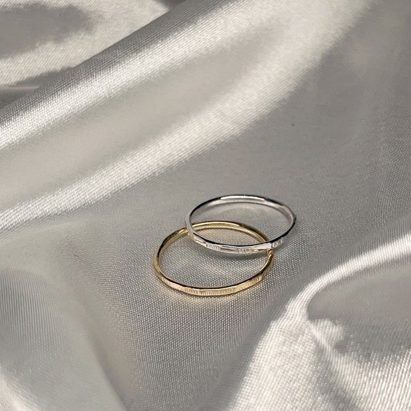 纯K金 定制化 字母 刻字 刻印对戒 骨节戒 - 戒指 - 贵金属 金色