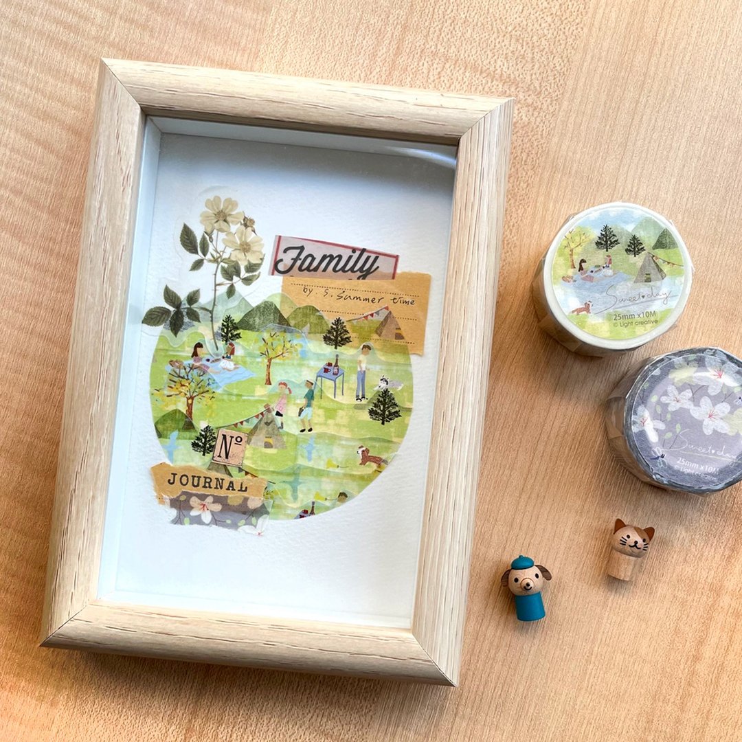 手作拼贴体验 | 纸胶带拼贴卡片画材料包-风景款 - 木工/竹艺/纸艺 - 其他材质 橘色