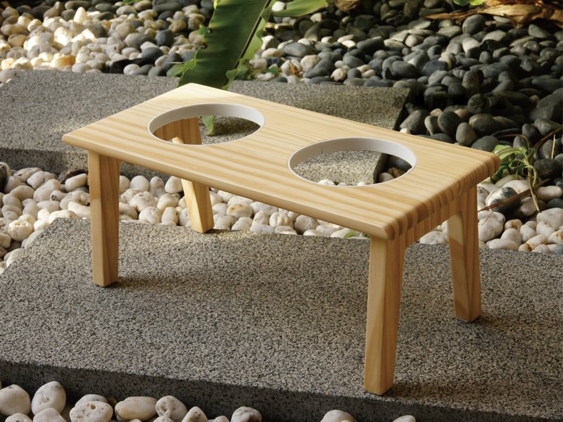 【作伴】经典款宠物餐桌-赠送免费刻字(刻字内容请于备注栏留言)手工制作/木头餐桌 - 碗/碗架 - 木头 咖啡色