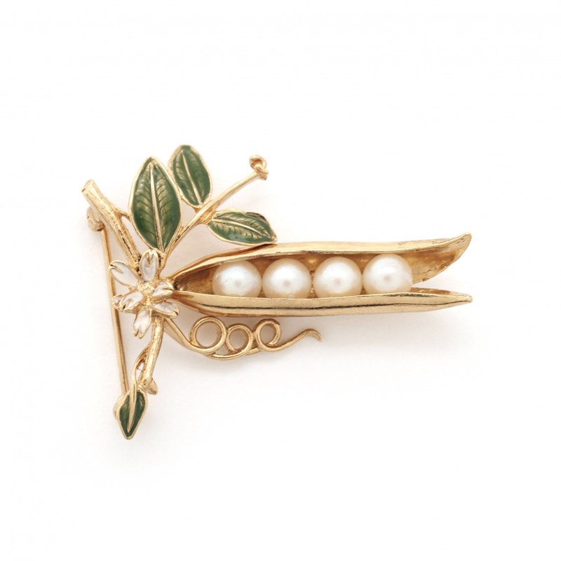 珍珠豌豆荚胸针 别针 - 胸针 - 其他金属 金色