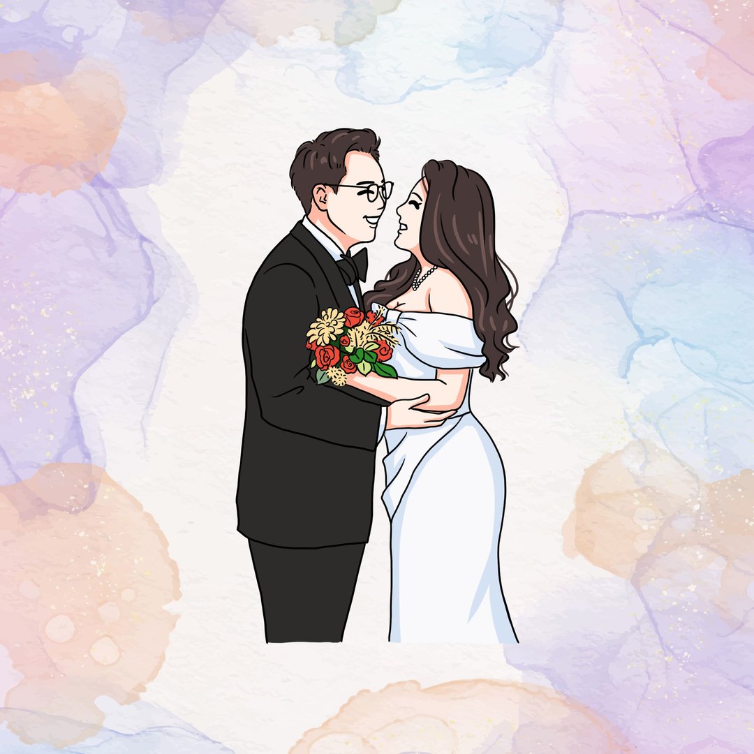 【定制似颜绘】人像 情侣 结婚 婚照 婚帖 婚纱 ⋯HG写实风全身⋯ - 订制画像 - 其他材质 