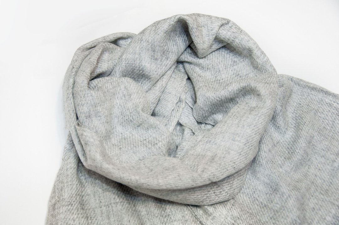 喀什米尔Cashmere/针织围巾/纯羊毛围巾/羊毛披巾-日系灰色大理石 - 围巾/披肩 - 羊毛 灰色