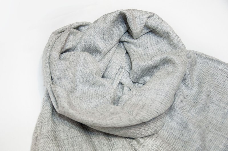 喀什米尔Cashmere/针织围巾/纯羊毛围巾/羊毛披巾-日系灰色大理石 - 围巾/披肩 - 羊毛 灰色