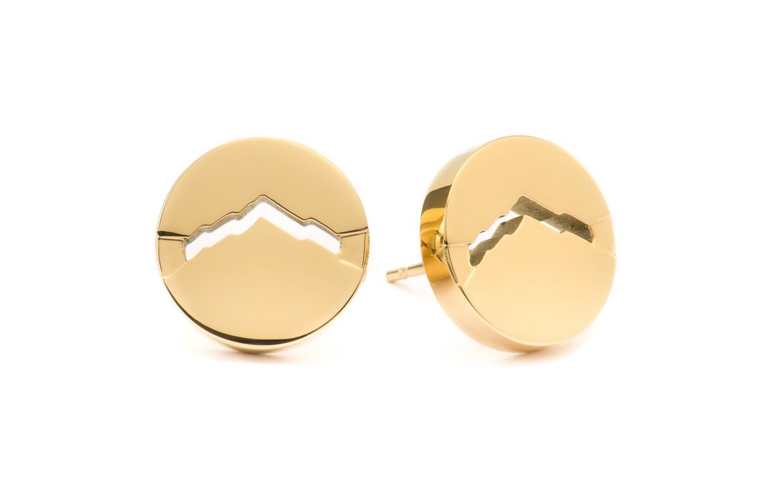 山-旅 l 精钢耳环Classic M Round Gold - 耳环/耳夹 - 其他材质 黄色