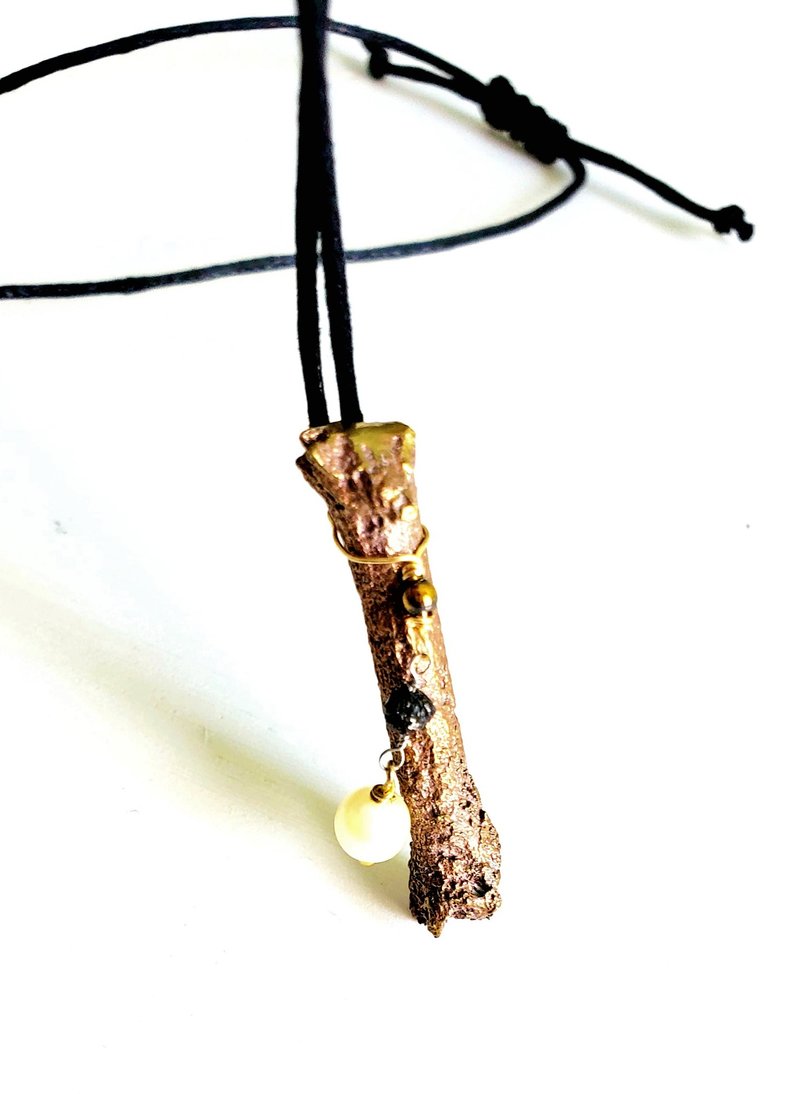 复刻目然彩宝红铜吊饰项链 –天然树枝主题 (附证书) - 项链 - 宝石 