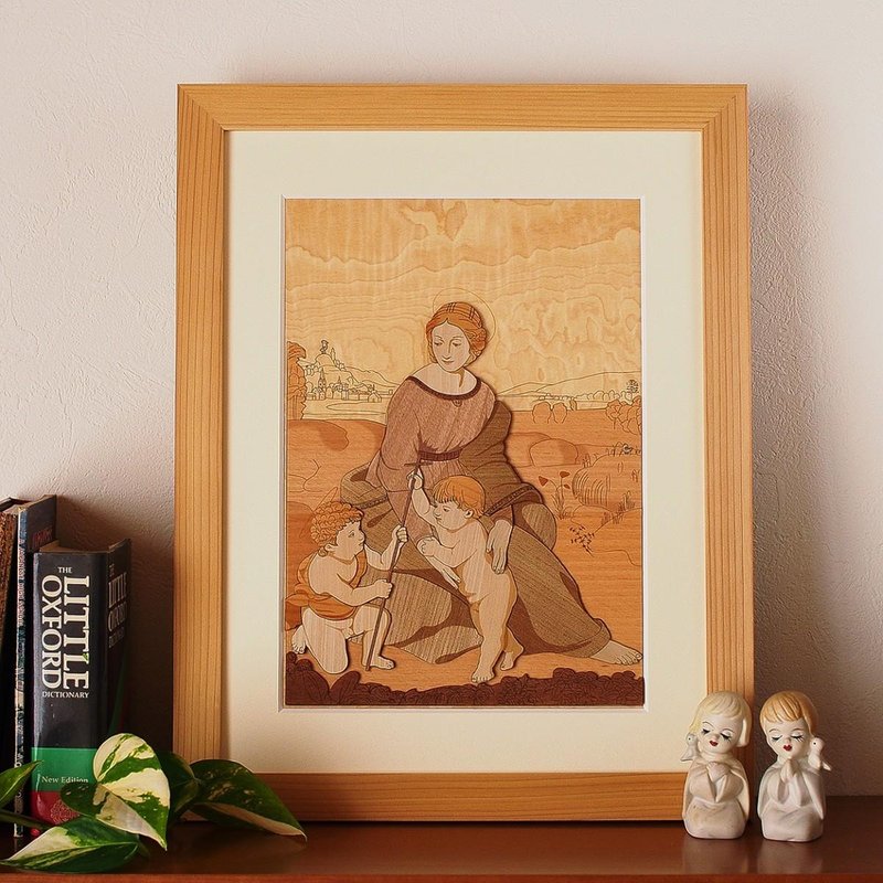 Wood-hanging picture Madonna of the Belvedere - 其他 - 木头 卡其色