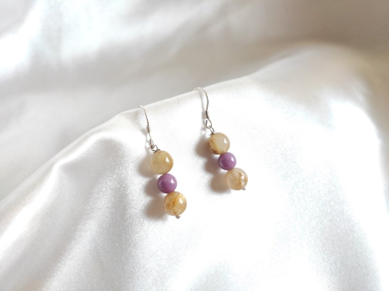 s925纯银 钛金 紫云母耳环 | 手作定制 手链 项链 耳饰 饰品 - 耳环/耳夹 - 水晶 