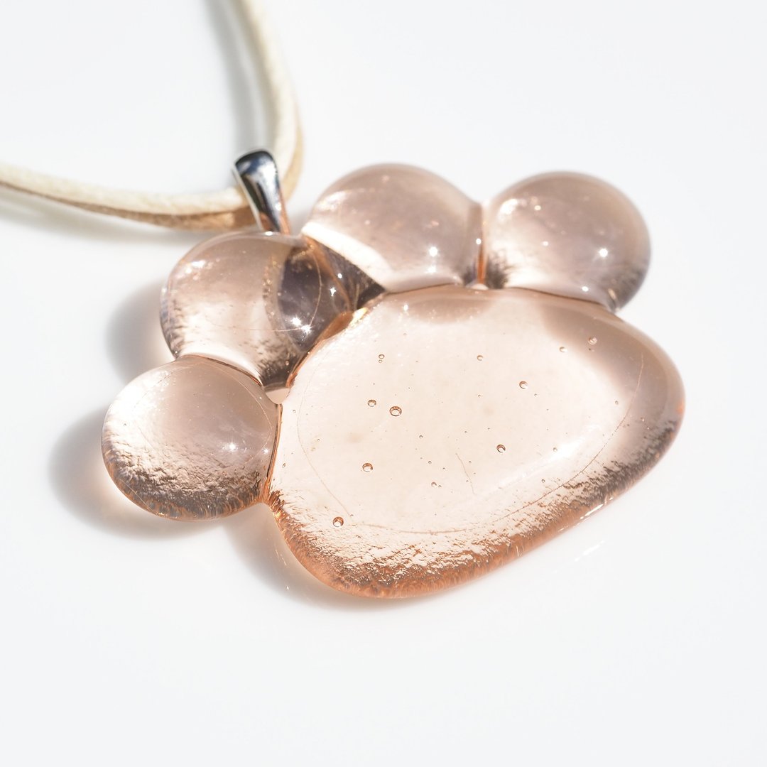 Dog and Cat Paw Glass (Nikukyu [Orange]) Necklace [Made-to-Order] - 项链 - 玻璃 橘色