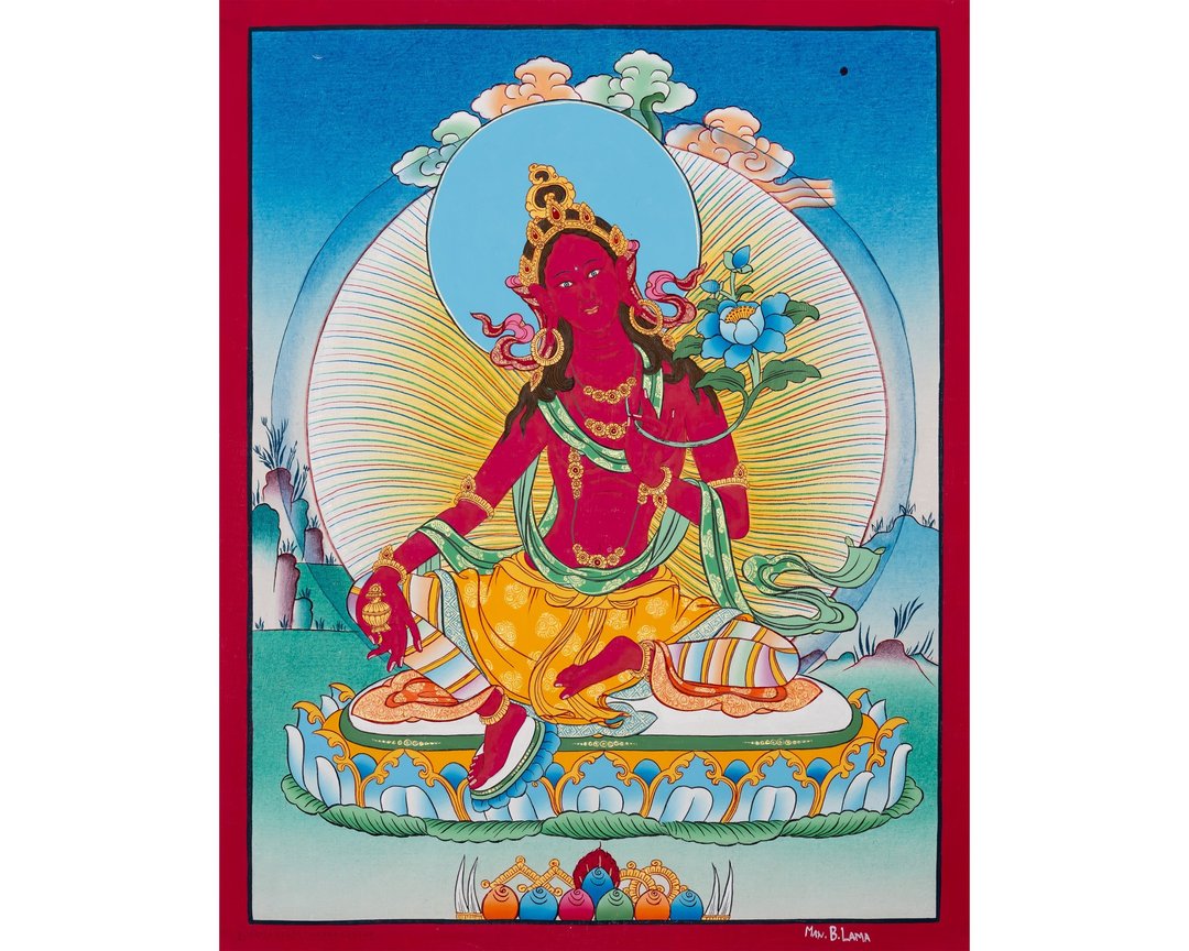 红度母唐卡画 以神圣恩典提升您的灵性装饰 - 墙贴/壁贴 - 其他材质 多色