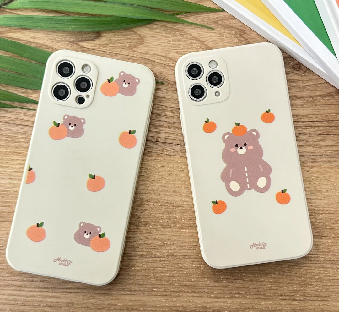 橘子恋人熊iPhone手机情侣硅胶套 - 手机壳/手机套 - 硅胶 咖啡色