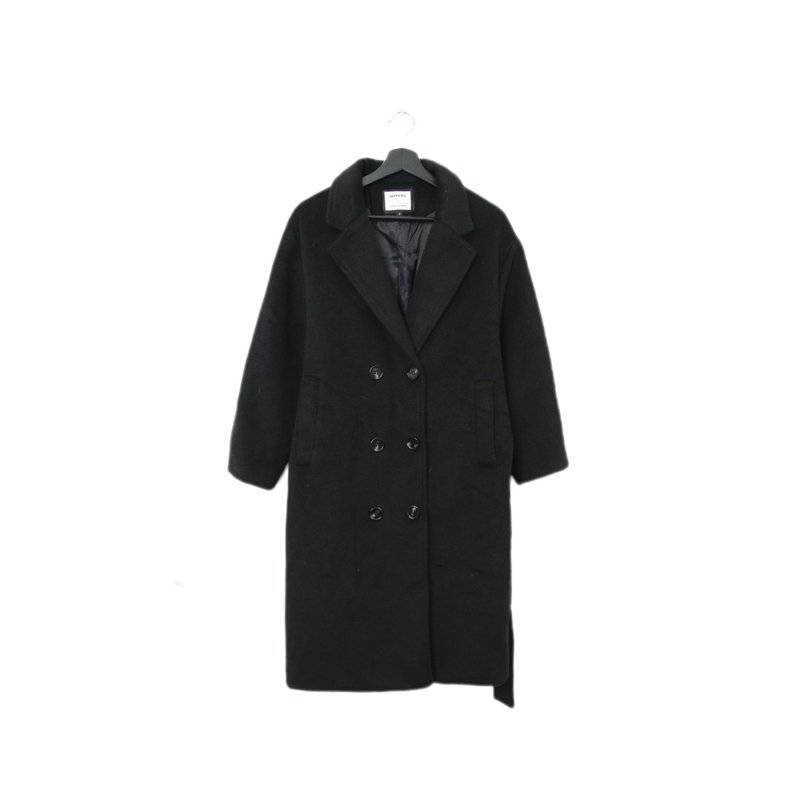 Back to Green-秋冬大衣外套 深黑 宽松 A-03/vintage - 男装外套 - 羊毛 