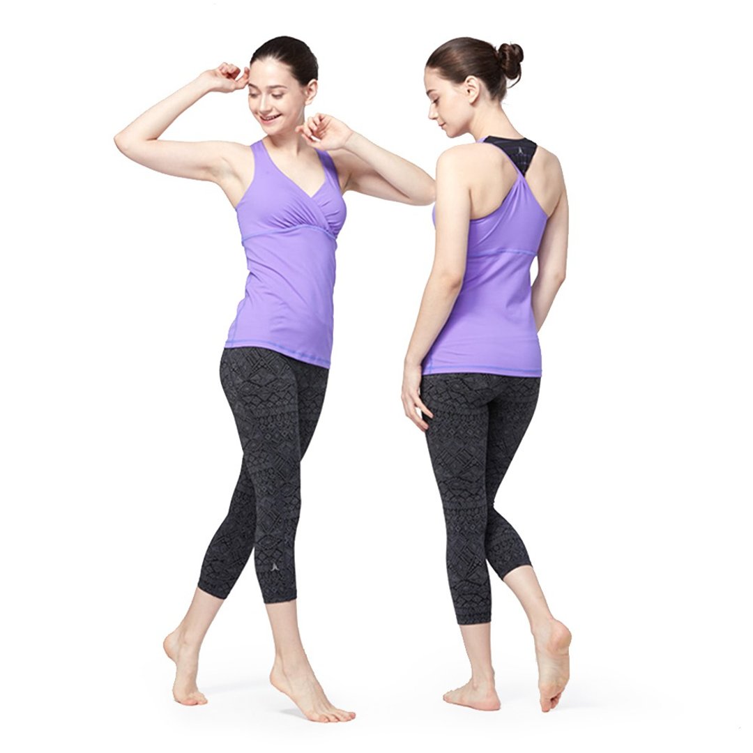 【NAMASTE】May 扭转上衣 - 鸢紫 - 女装瑜珈服 - 尼龙 紫色