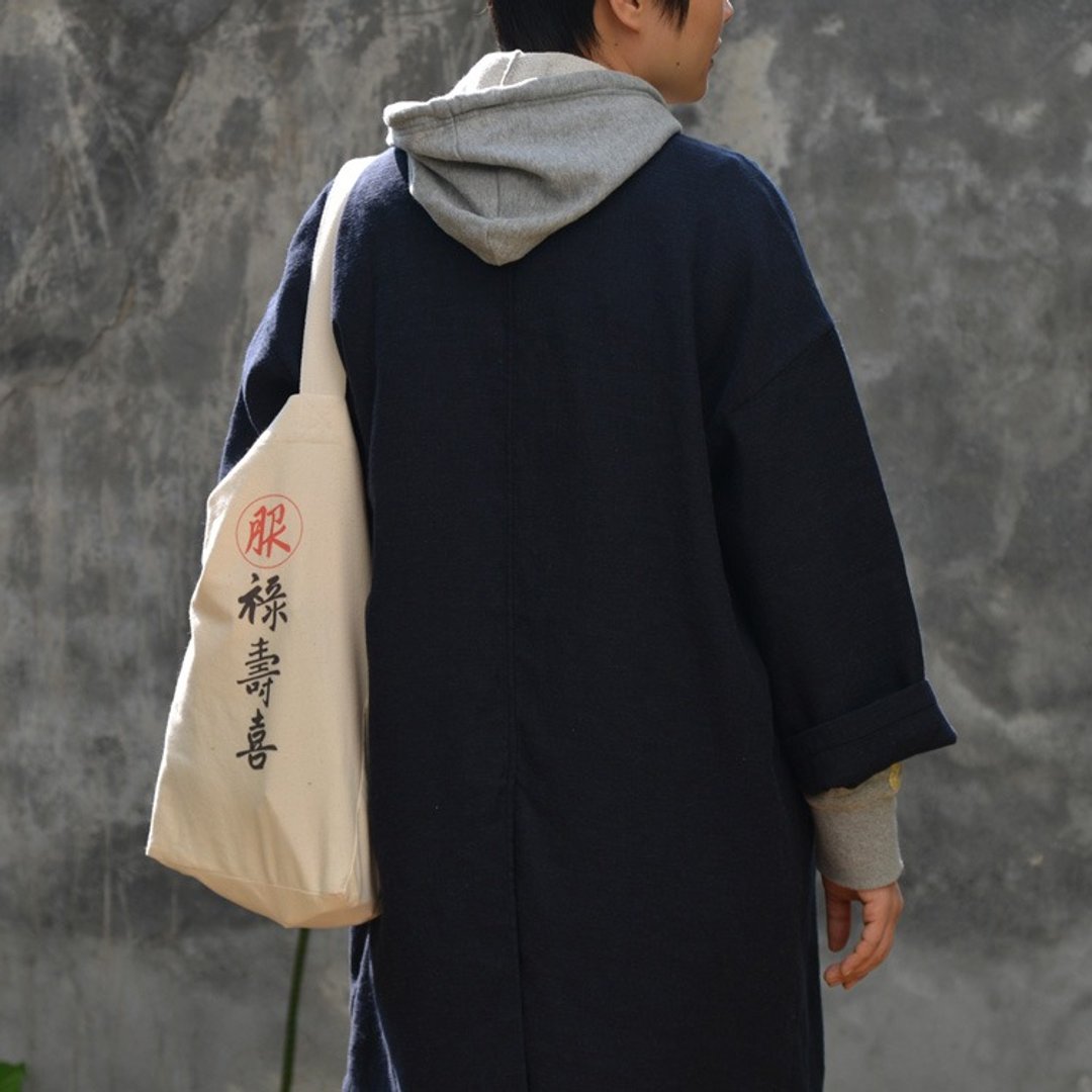 不服 立體造型原色粗布單肩包印花環保袋布袋福袋 A161019 - 侧背包/斜挎包 - 棉 白色