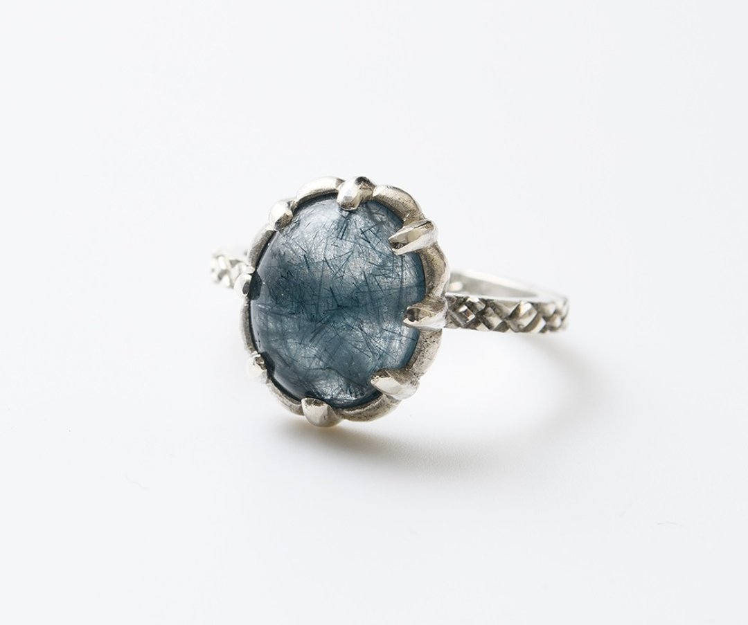 CR114 (Blue Tourmaline In Quartz) - 戒指 - 其他金属 蓝色