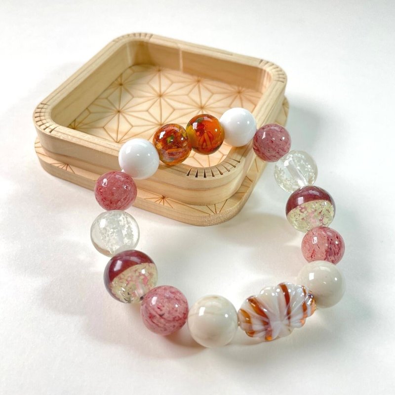 琉璃珠手串/琉璃珠草莓晶/天然/水晶手链/能量石/原生态051612 - 手链/手环 - 水晶 多色