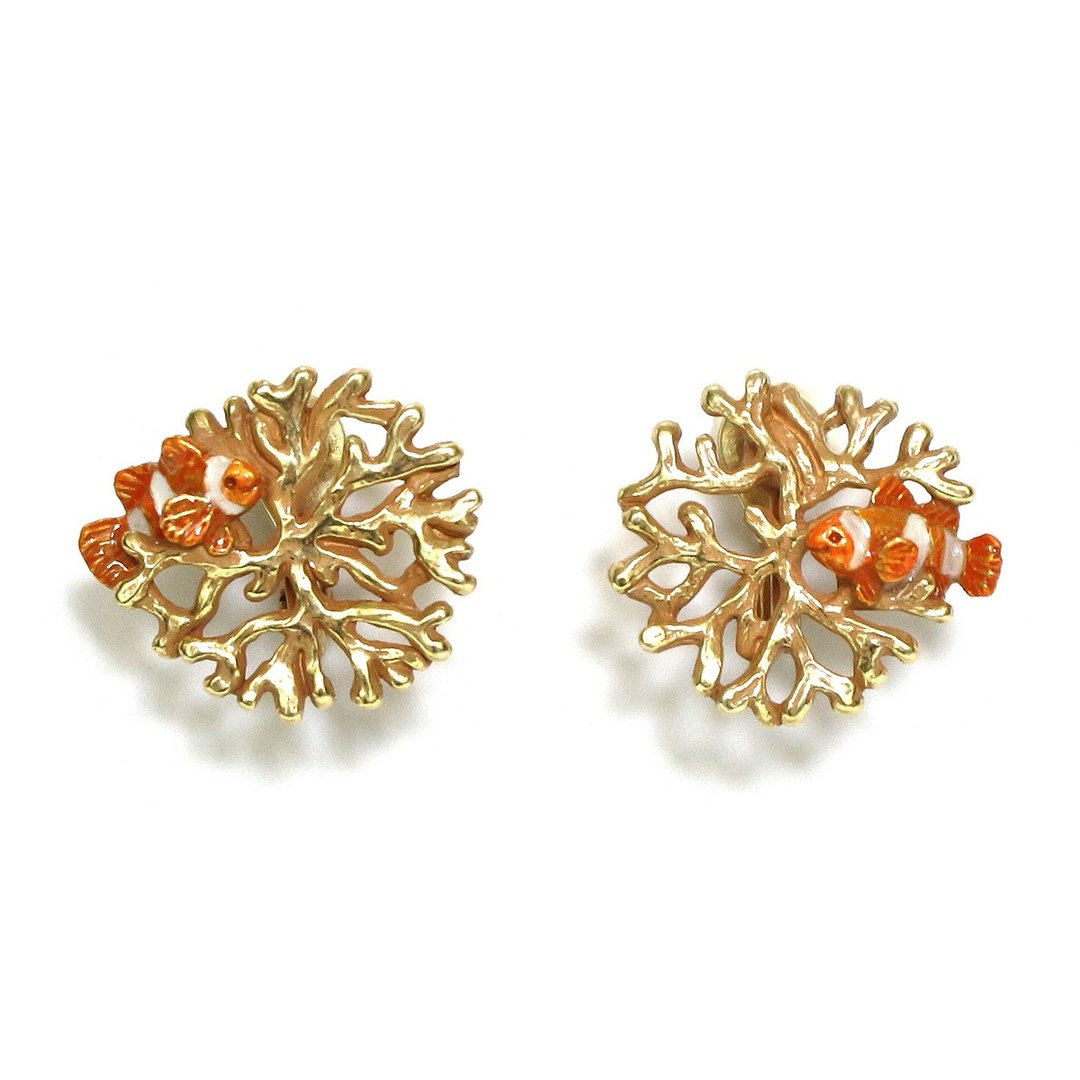 Evidence of Ocean Earring Umimatsu Crest Clip-On EA103 - 耳环/耳夹 - 其他金属 橘色