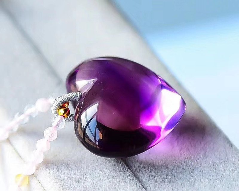 【福利价】极品全净体天然巴西紫水晶项链/爱心吊坠/上身超美 - 项链 - 水晶 