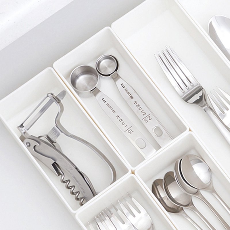 日本天马 抽屉分隔/镜柜用ABS化妆品餐具收纳篮-S-3入 - 收纳用品 - 塑料 白色