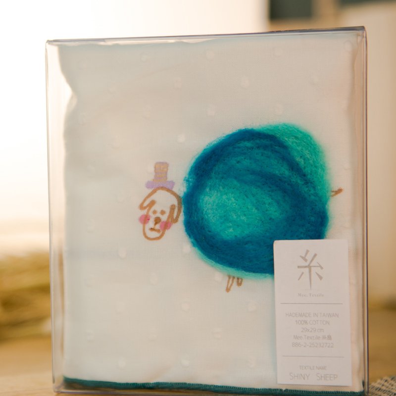 Shiny Sheep 小羊毡画口布/手帕 - 围嘴/口水巾 - 羊毛 蓝色