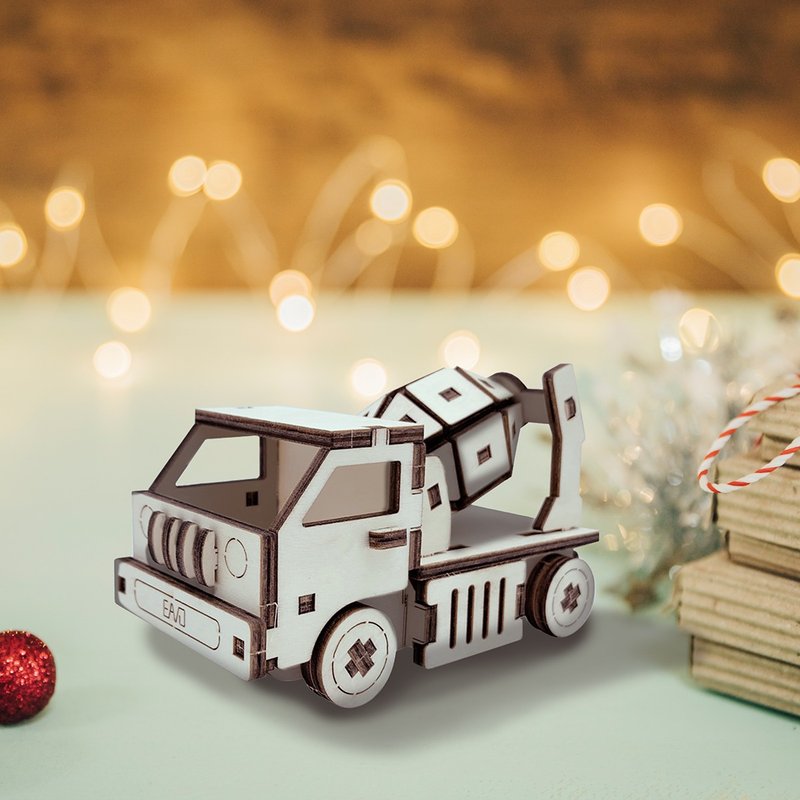 【DIY手作】木质工程车 水泥车 可着色 儿童 亲子 模型 - 木工/竹艺/纸艺 - 木头 卡其色