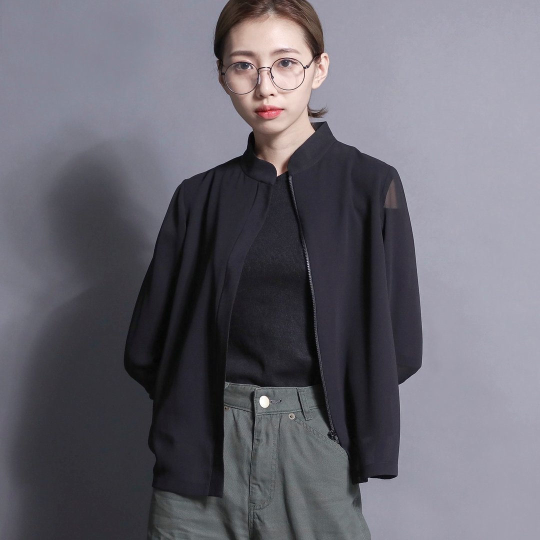SU:MI said Lady 女伶雪纺拼接外套_7SF300_黑 - 女装休闲/机能外套 - 棉 黑色