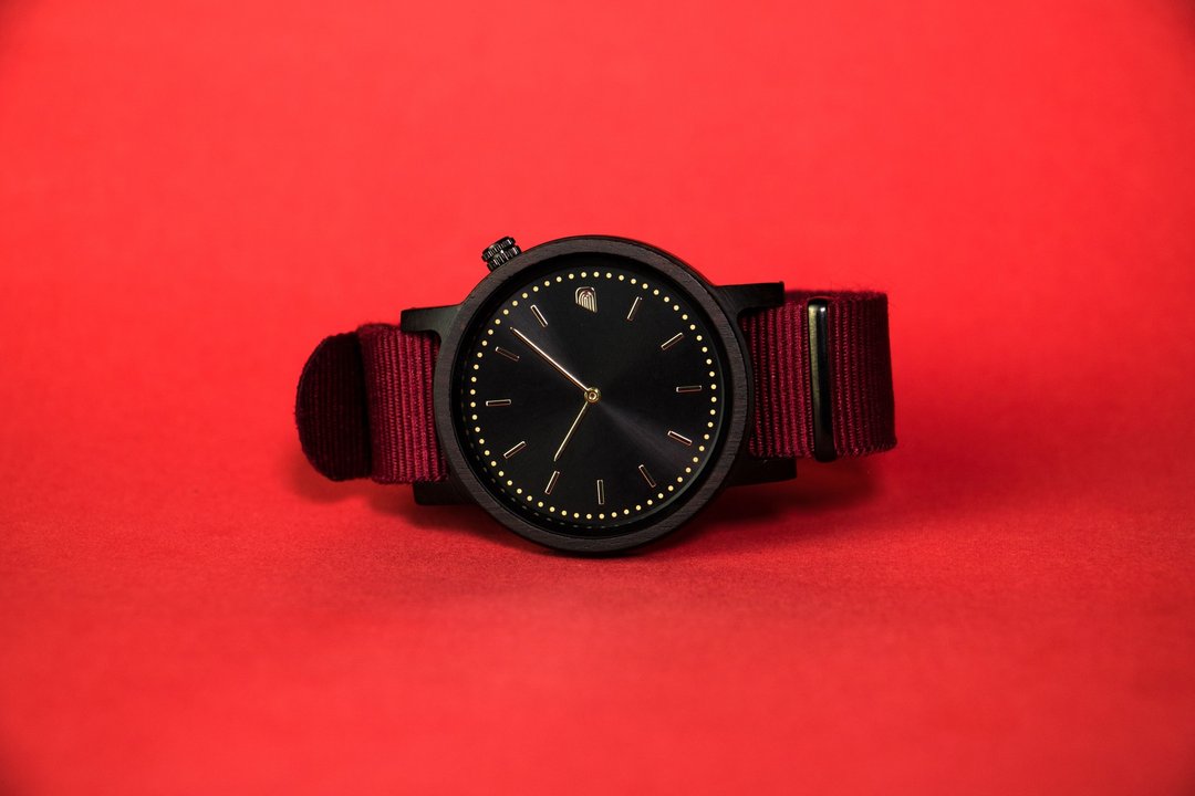 PRIME 1.0.1 乌木木手表 - 42mm 勃艮第红表带 - 男表/中性表 - 木头 红色