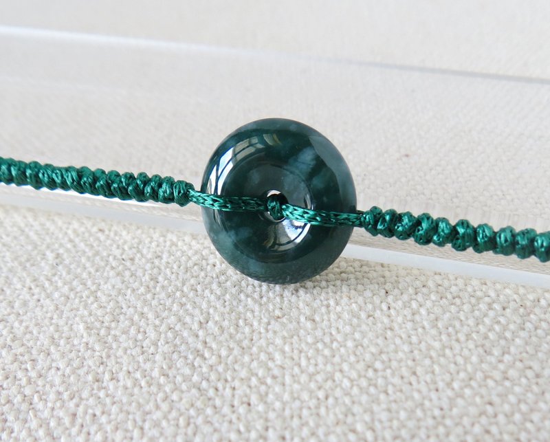 本命年【岁岁平安】蓝水雪花棉翡翠丝光编织手链SW57招财开运 - 手链/手环 - 宝石 多色