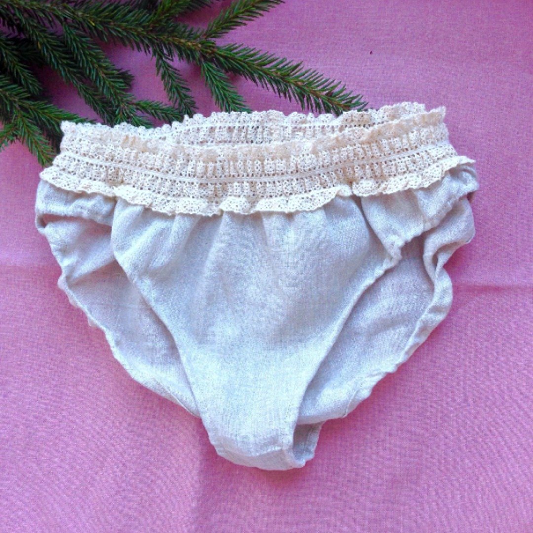 Linen panties, Lacy panties, Organic underwear, Lace lingerie - 女士内衣裤 - 亚麻 卡其色