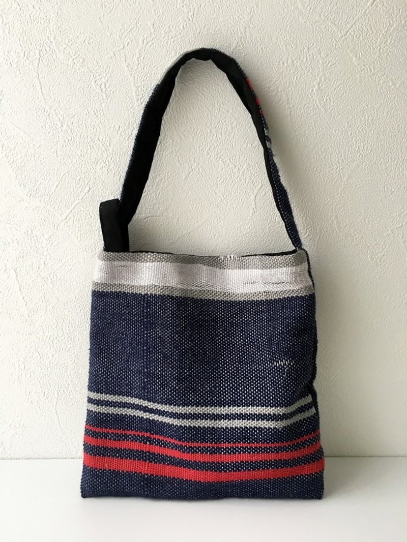 Also becomes purse to become even yukata "hand-woven tricolor mini bag" 1 - 化妆包/杂物包 - 棉．麻 蓝色