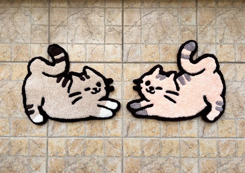 (自选颜色订制) －眯眼猫咪手工簇绒地毯 - 地垫/地毯 - 棉．麻 