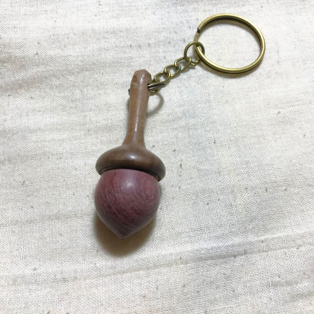 圆滚滚・咖啡木小橡实钥匙圈 - 钥匙链/钥匙包 - 木头 紫色