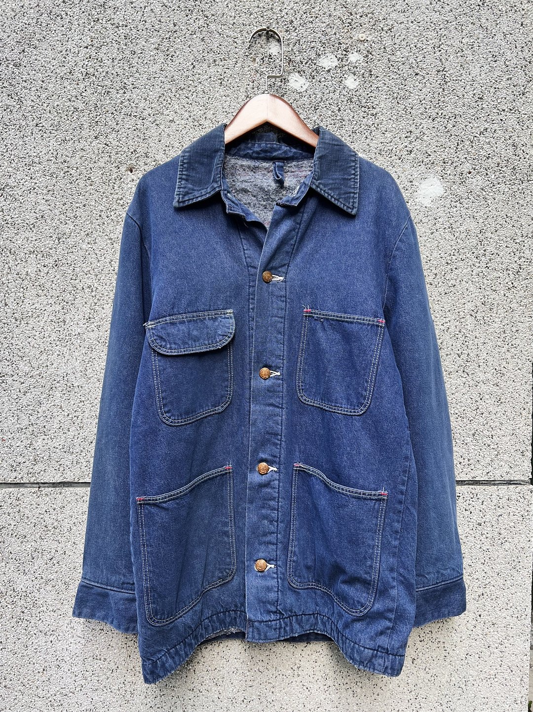 70s Wrangler U.S.A 深海蓝工装外套 内里铺毛四口袋丹宁牛仔外套 - 男装外套 - 棉 蓝色