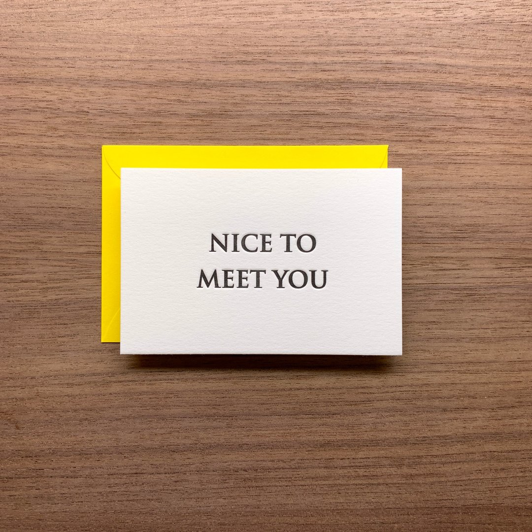 活版印刷问候小卡 Nice to meet you - 卡片/明信片 - 纸 黄色