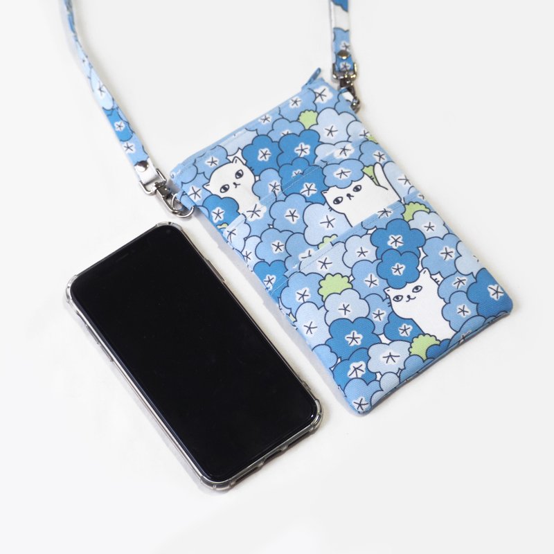 Polyester minimal bag for phone - Baby Blue Cats - 其他 - 聚酯纤维 蓝色
