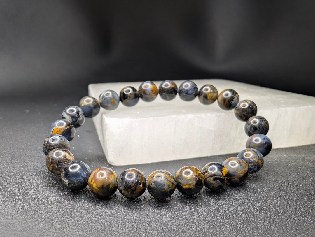彼得石 Pietersite 8mm   手串 天然水晶 彼德石 - 手链/手环 - 水晶 蓝色