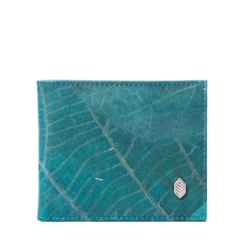 Leaf Bifold Card Wallet (Turquoise) - 皮夹/钱包 - 植物．花 蓝色