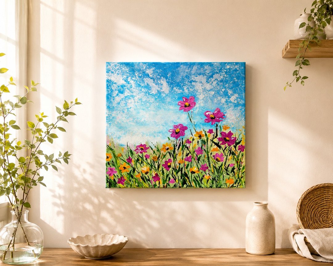 【风中花田】疗愈花卉风景装饰挂画 - 30×30 压克力原作 - 海报/装饰画/版画 - 棉 