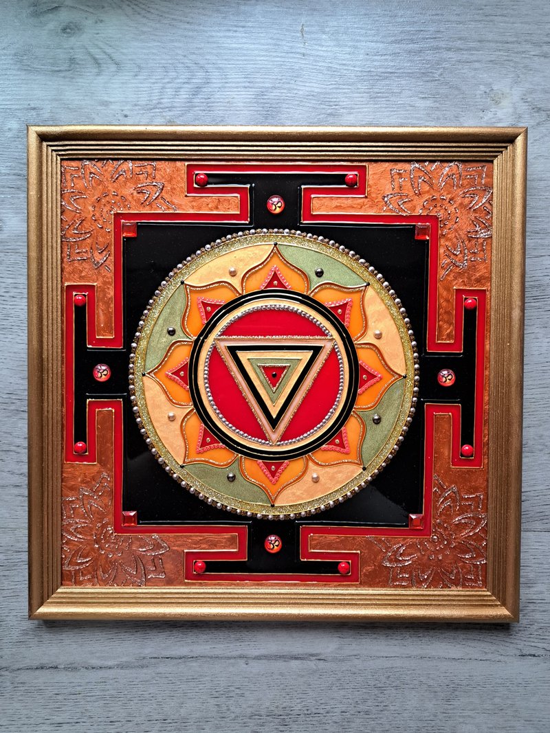 Kali Yantra吠陀占星术Jyotish Mandala Meditation Vastu Tantra - 墙贴/壁贴 - 玻璃 红色