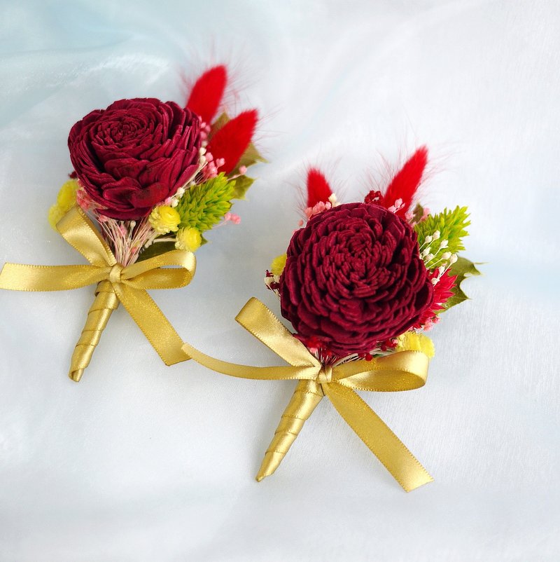 伊登花室 红太阳玫瑰 干燥胸花 / 单个 - 干燥花/捧花 - 植物．花 红色