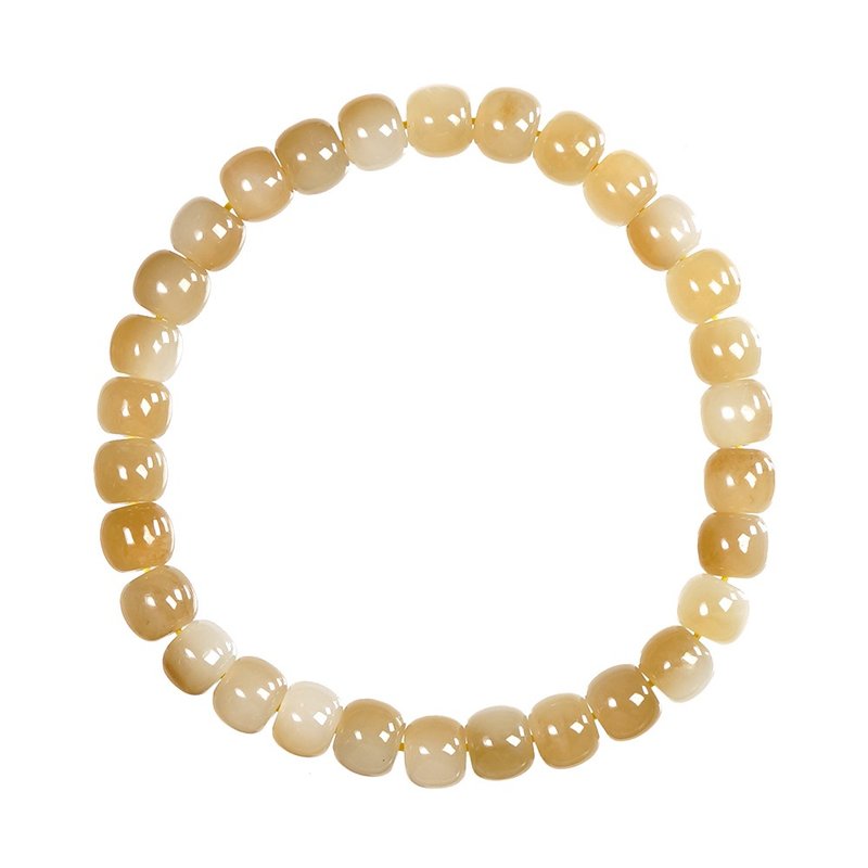 【正佳珠宝】和田玉 顶级且末糖白料 15g 苹果老型珠 和田玉手珠 - 手链/手环 - 半宝石 多色