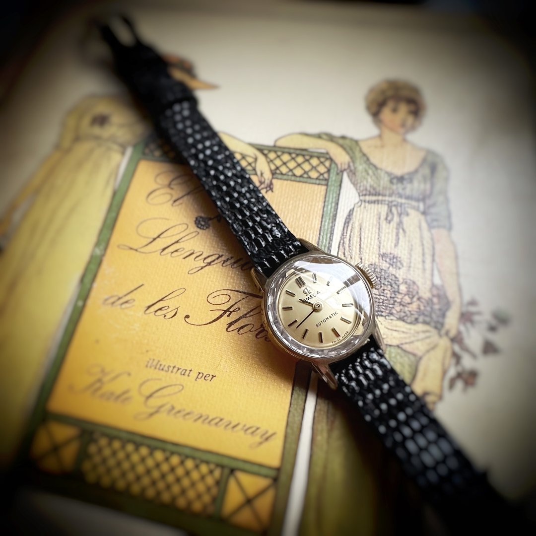 【1970's Ladies OMEGA 包金半自动上链机械表】 - 女表 - 其他金属 黑色